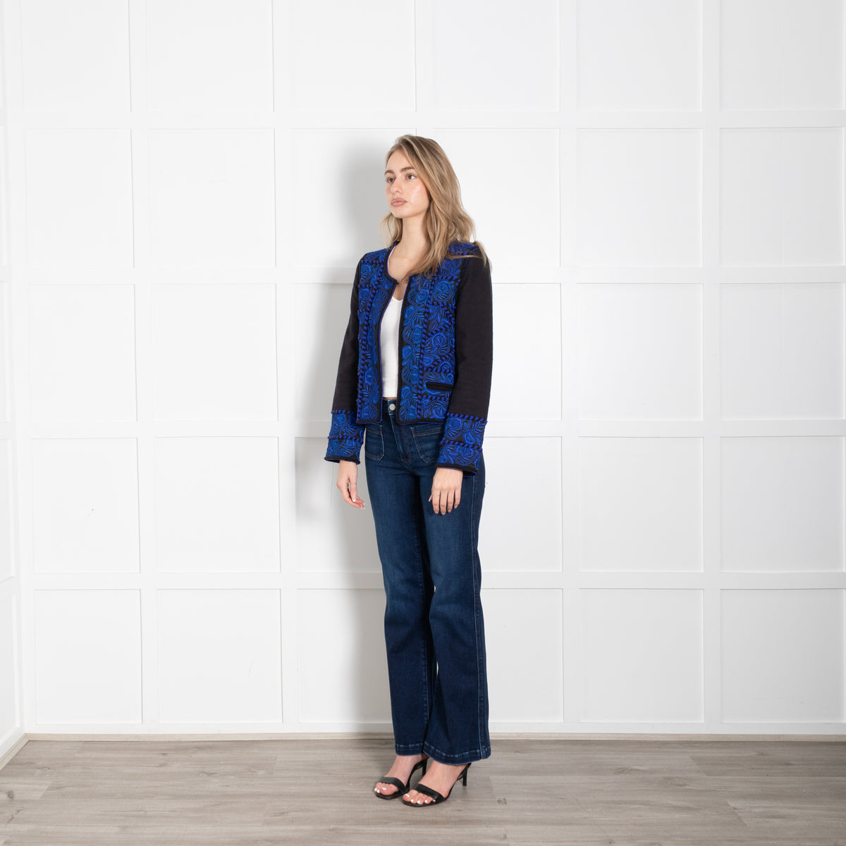 Pyrus Black and Blue Beaded Embroidered Short Jacket