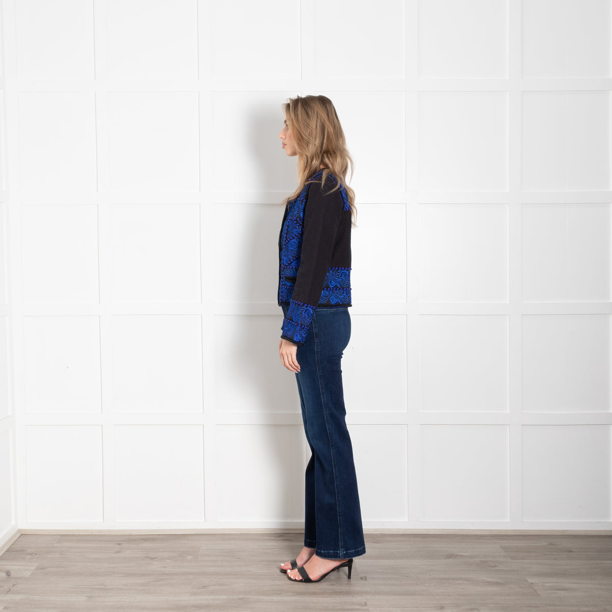 Pyrus Black and Blue Beaded Embroidered Short Jacket