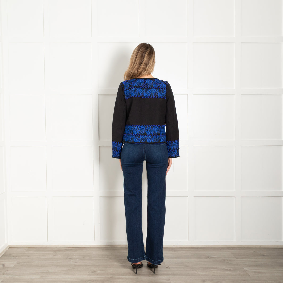 Pyrus Black and Blue Beaded Embroidered Short Jacket