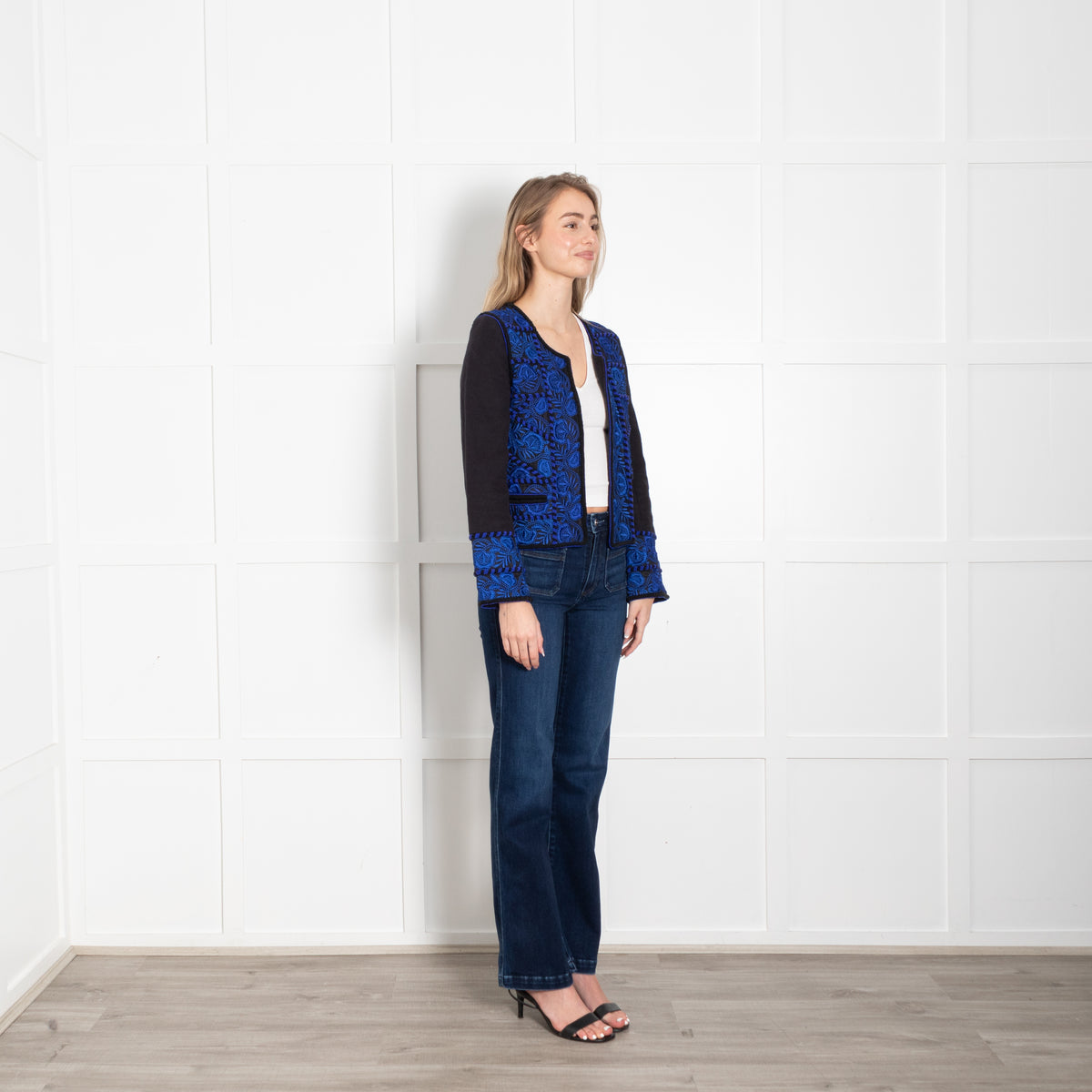 Pyrus Black and Blue Beaded Embroidered Short Jacket