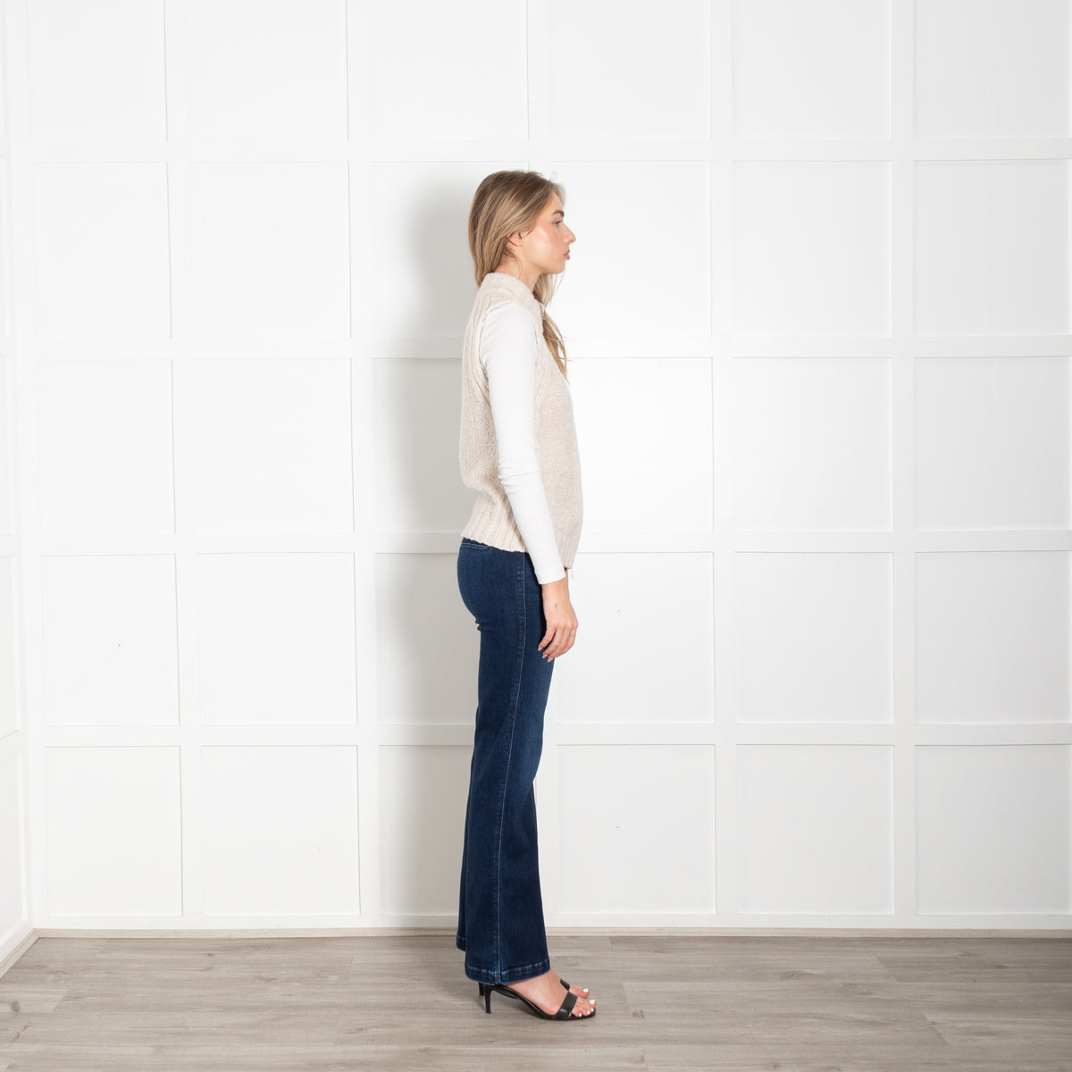 Me + Em Beige Soft Knit Zip Up Vest