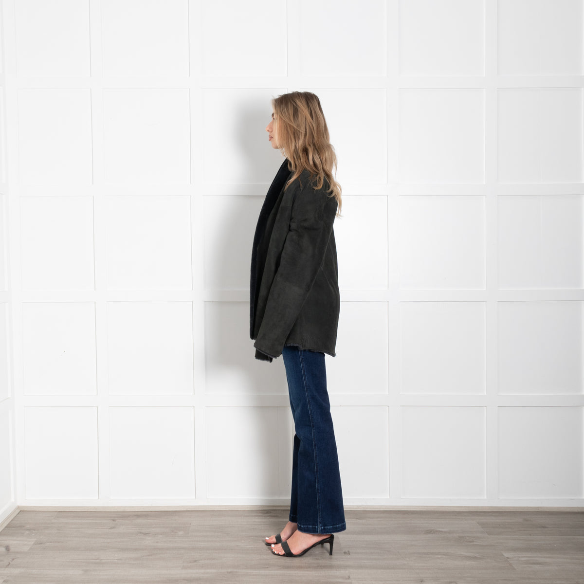 Unbranded Black/Green Reversible Shearling Coat