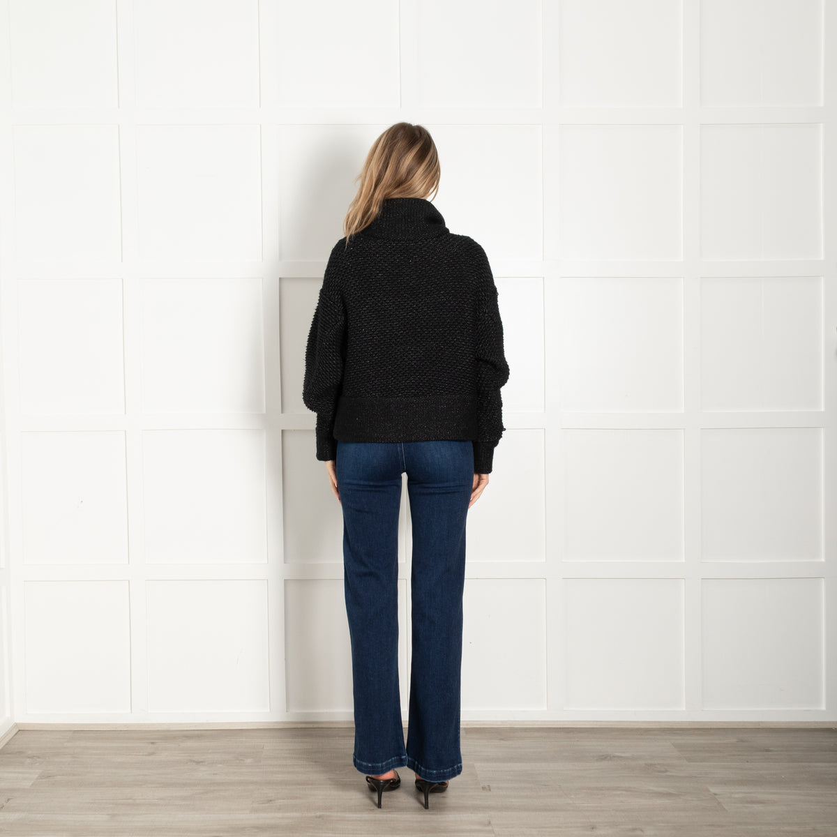 Helmut Lang Black Loose Knit Roll Neck Jumper