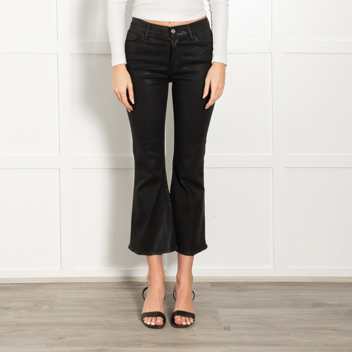 Frame Black Coated Le Crop Flare Jeans