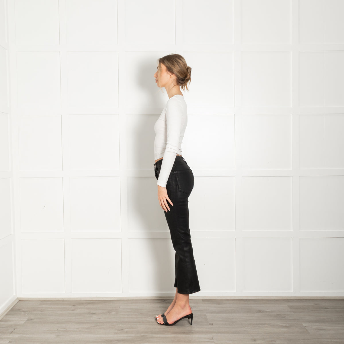 Frame Black Coated Le Crop Flare Jeans
