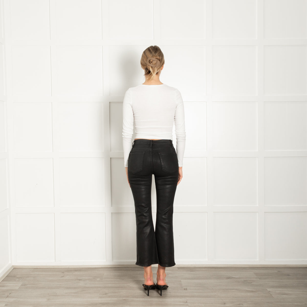 Frame Black Coated Le Crop Flare Jeans