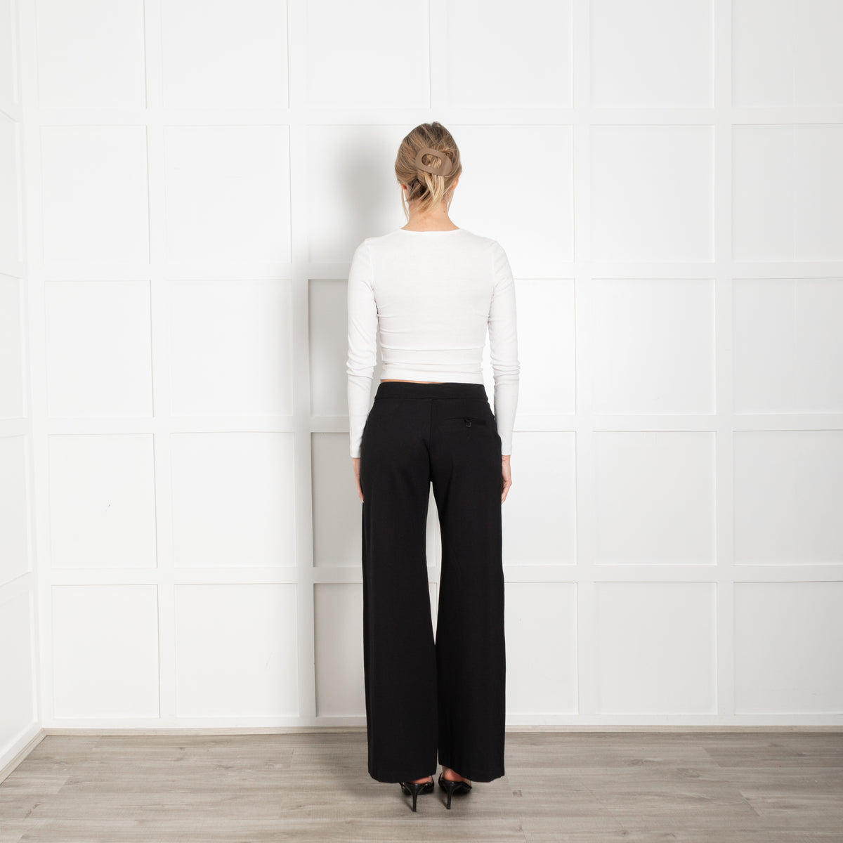 Spanx Flared Black Elasticated Waist Trousers