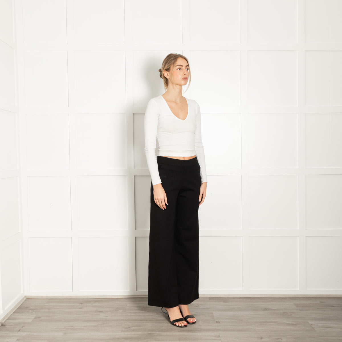 Spanx Flared Black Elasticated Waist Trousers