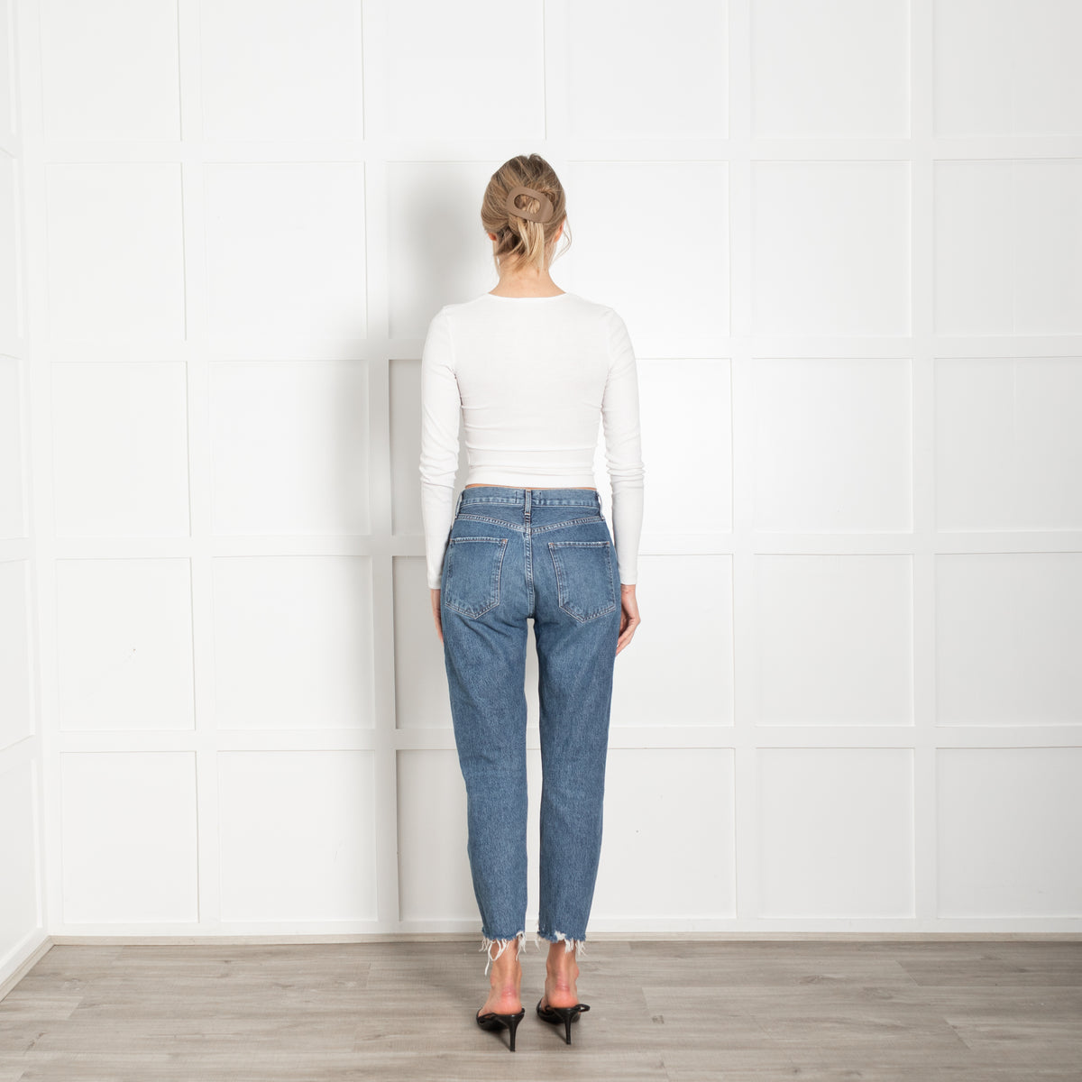 Agolde Straight Leg Distressed Blue Jeans