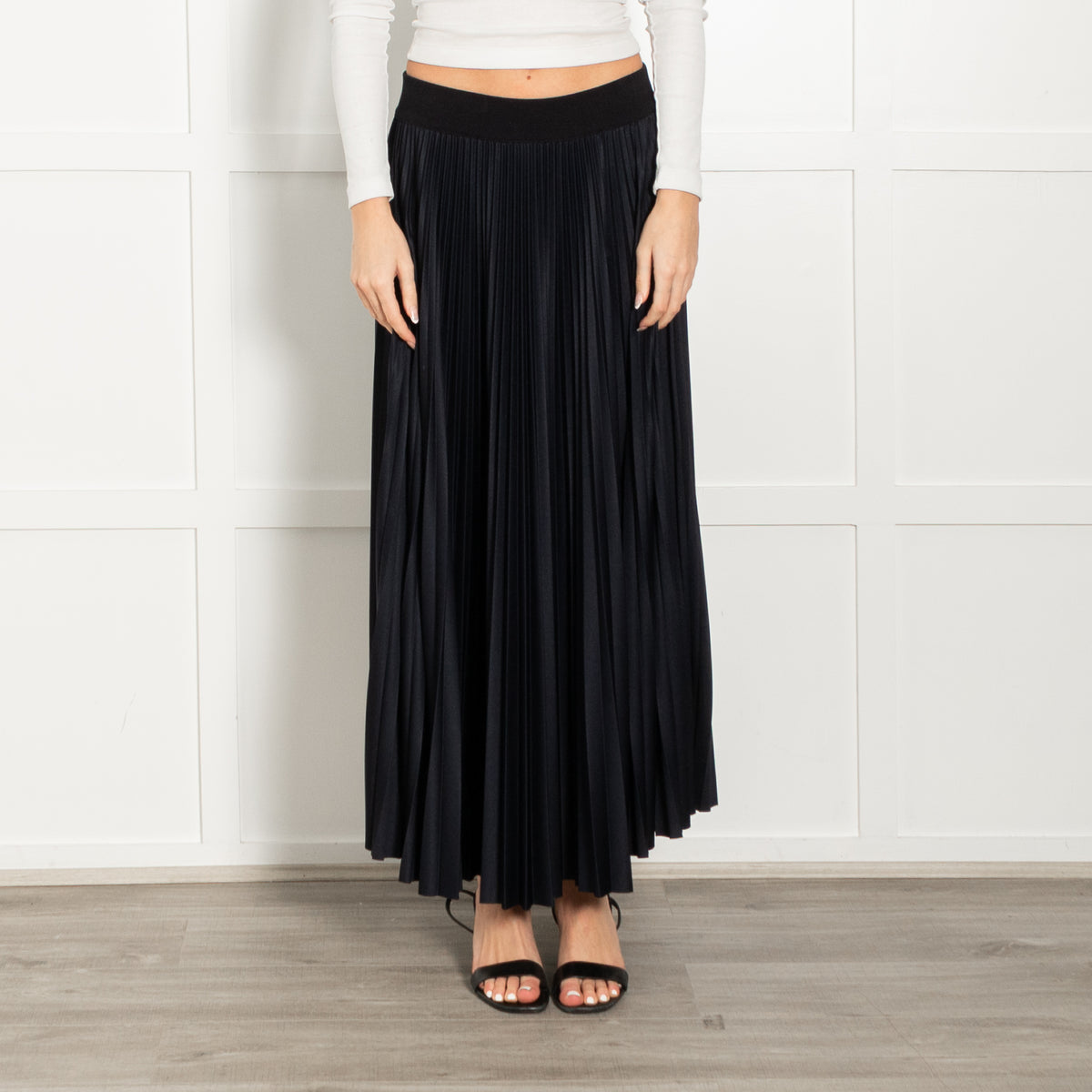 Fabiana Filippi Navy Blue Micro Pleat Maxi Skirt