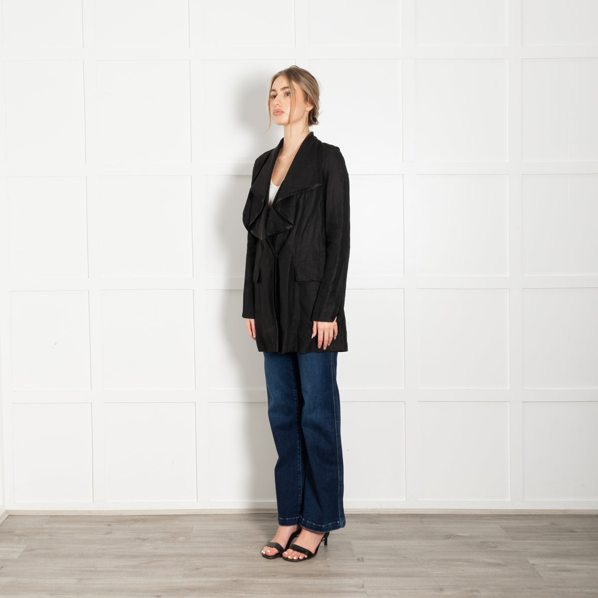 Givenchy Black Linen Blend Waterfall Jacket