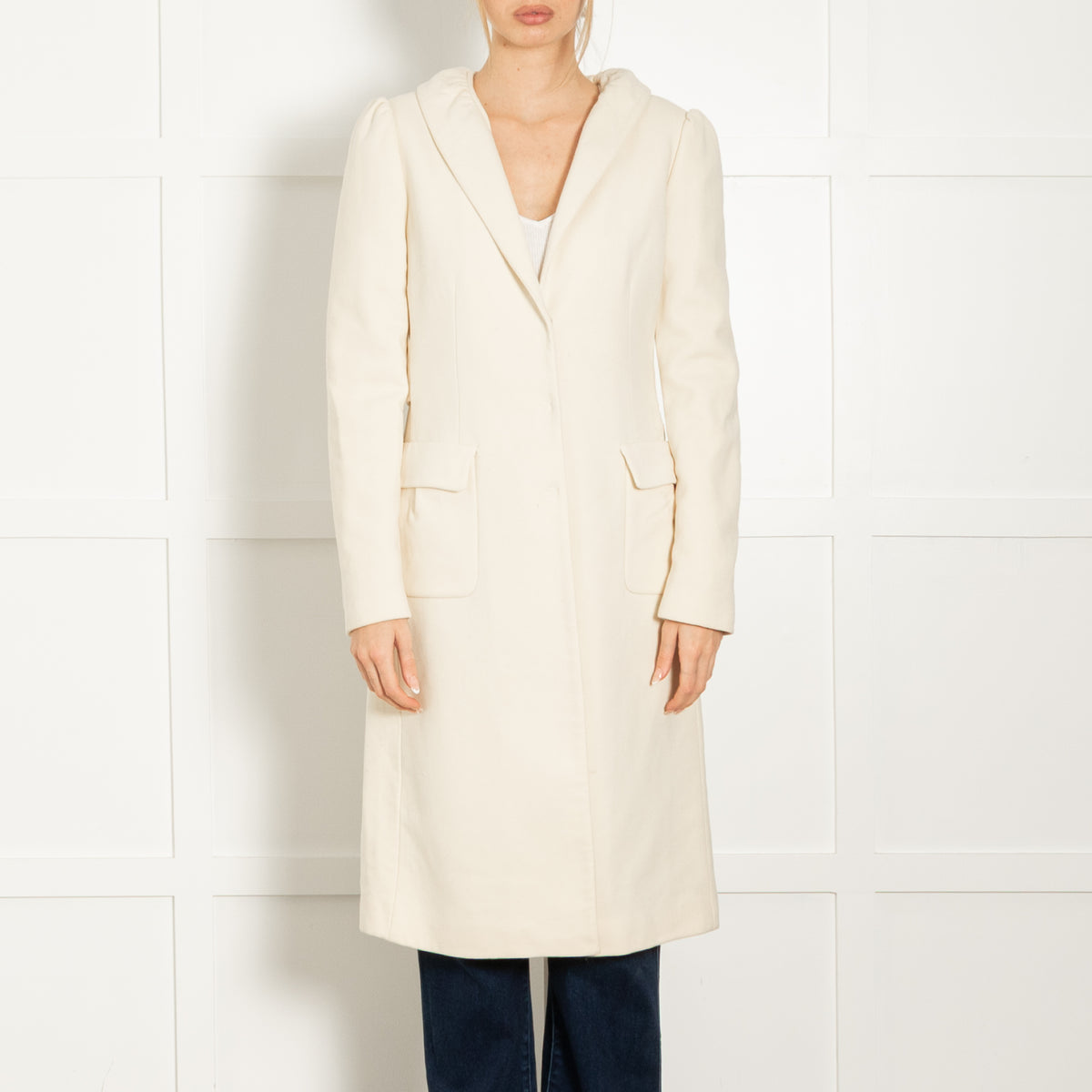 Dolce & Gabbana Pale Yellow Frill Collar Coat