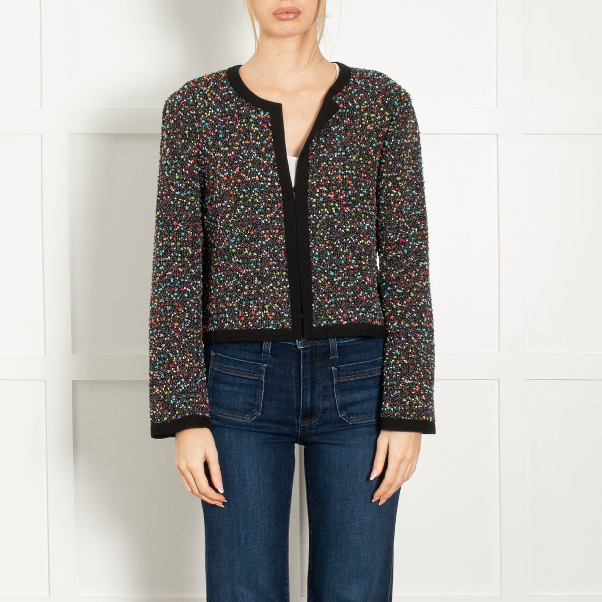 DVF Black Multi Speckled Tweedy Jacket