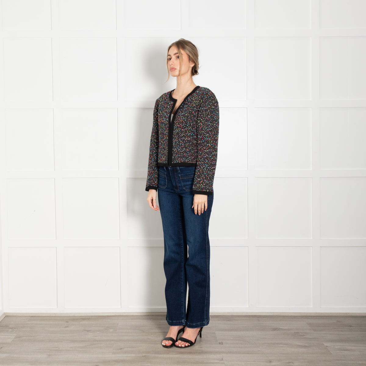 DVF Black Multi Speckled Tweedy Jacket