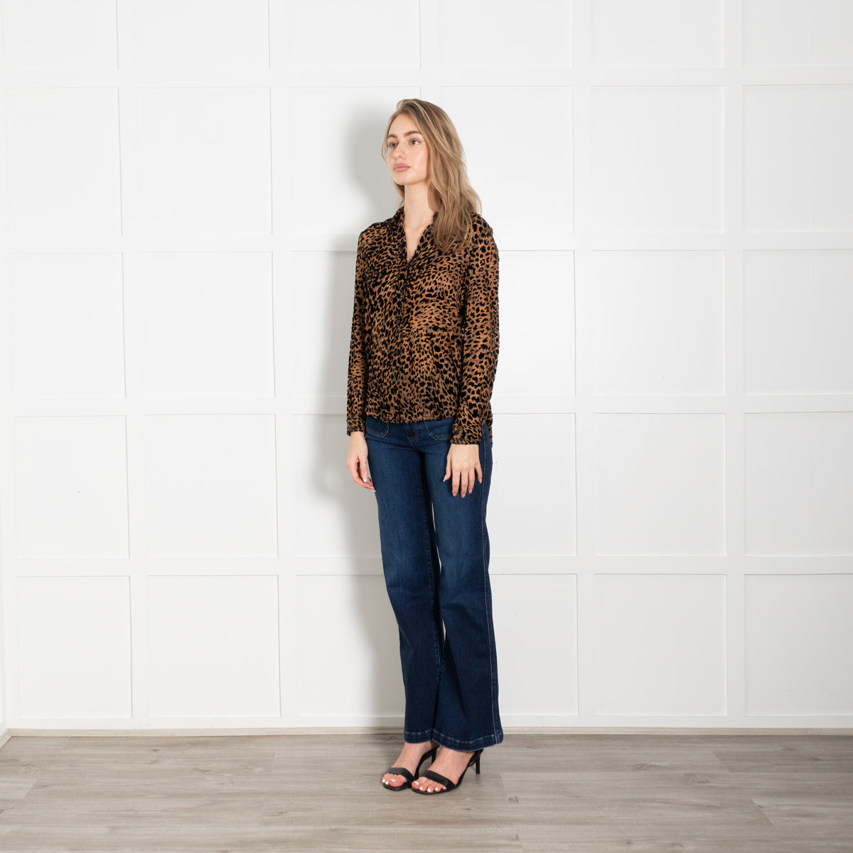L'Agence Brown Black Animal Print Devore Blouse