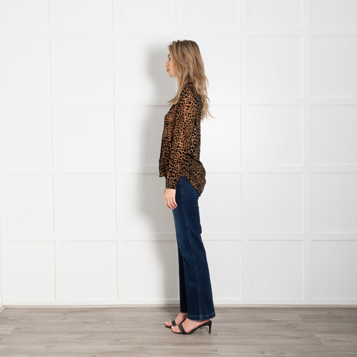 L'Agence Brown Black Animal Print Devore Blouse