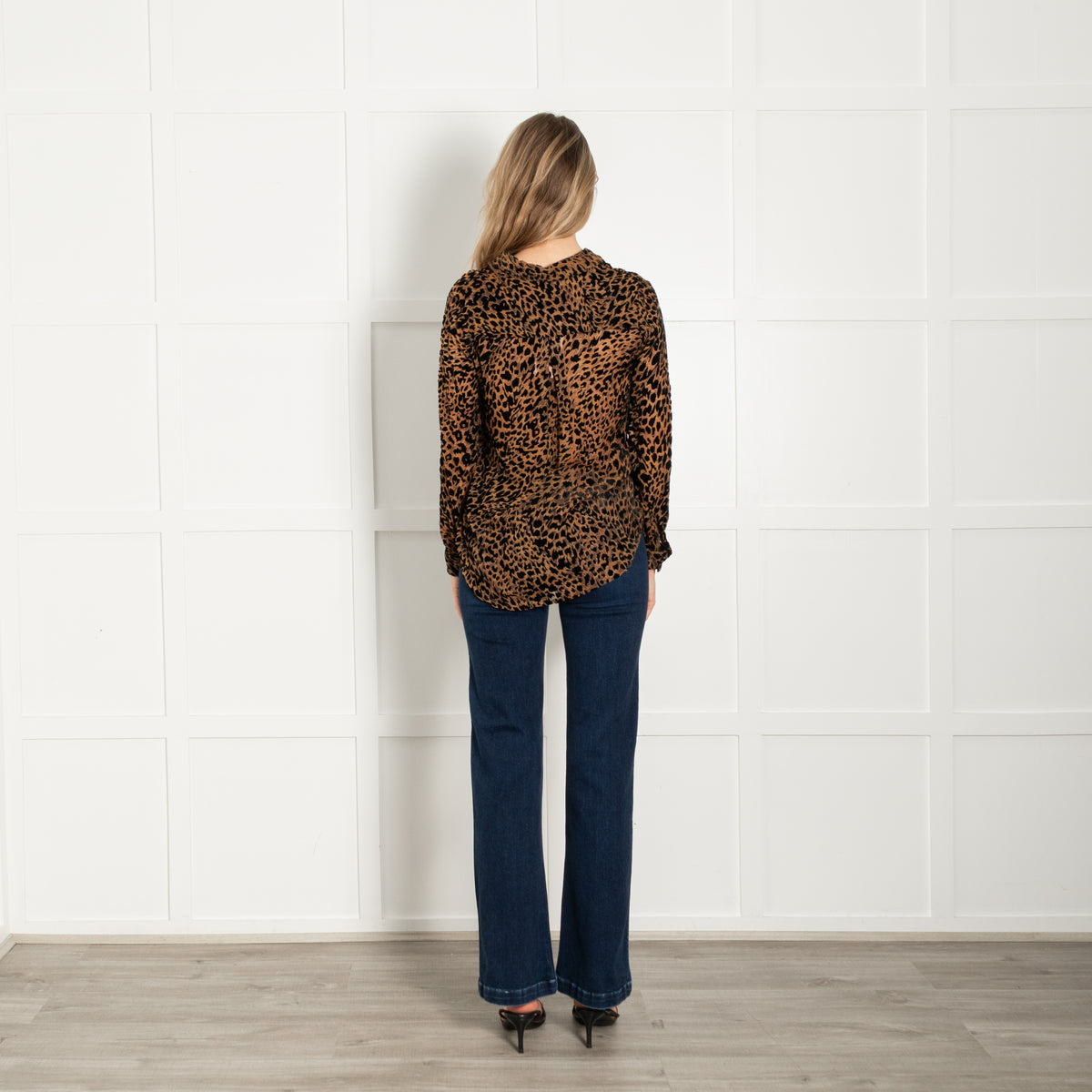 L'Agence Brown Black Animal Print Devore Blouse