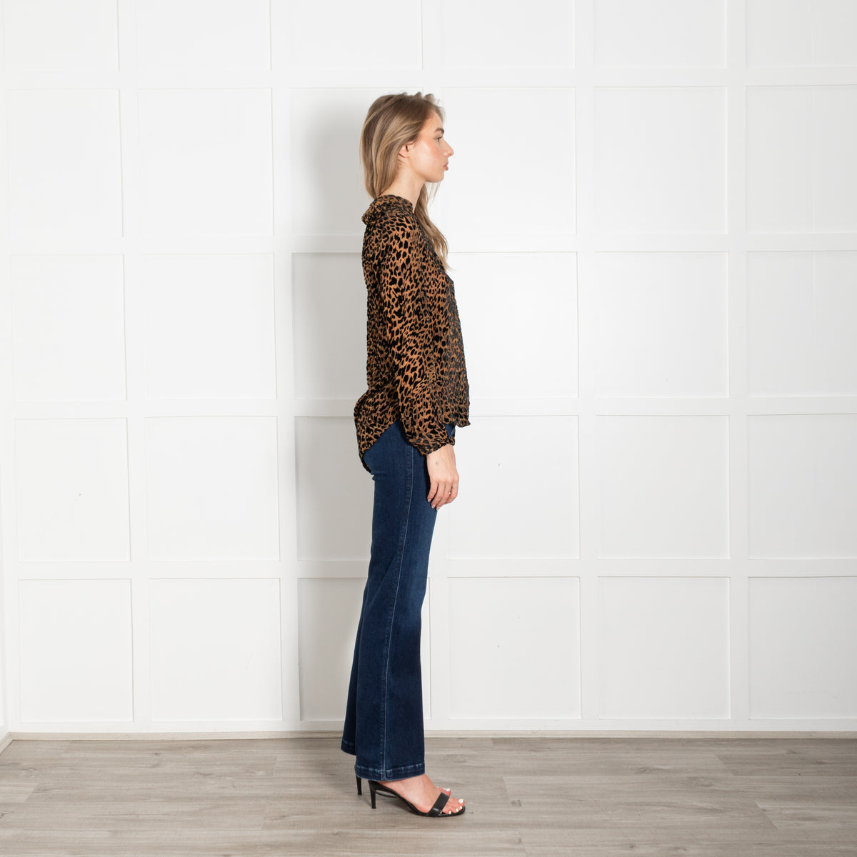 L'Agence Brown Black Animal Print Devore Blouse