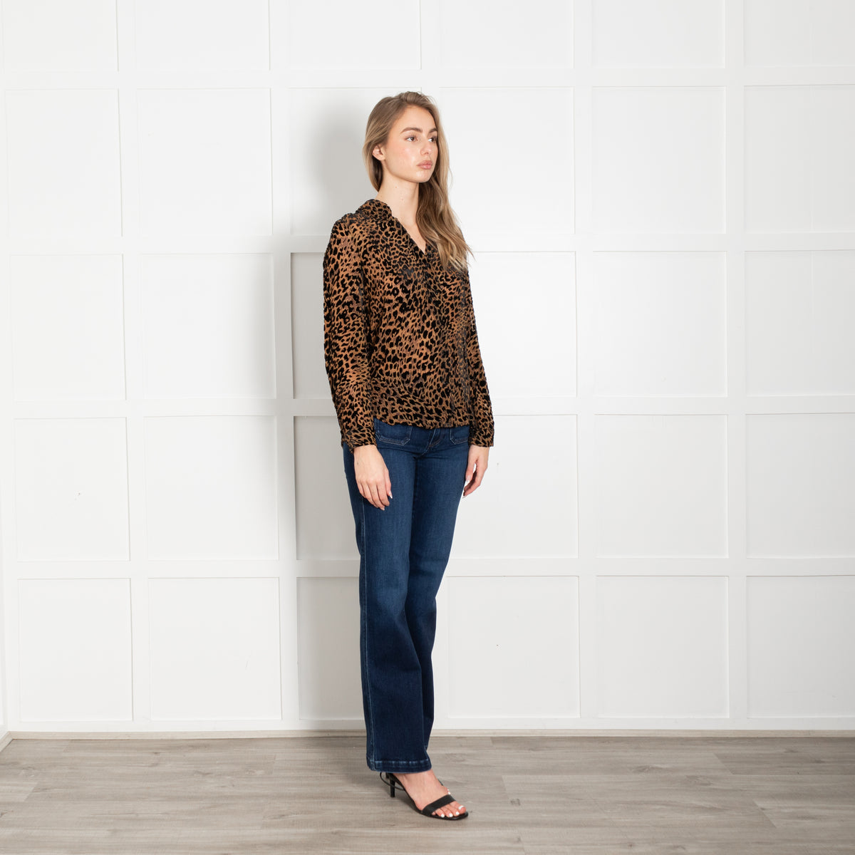 L'Agence Brown Black Animal Print Devore Blouse