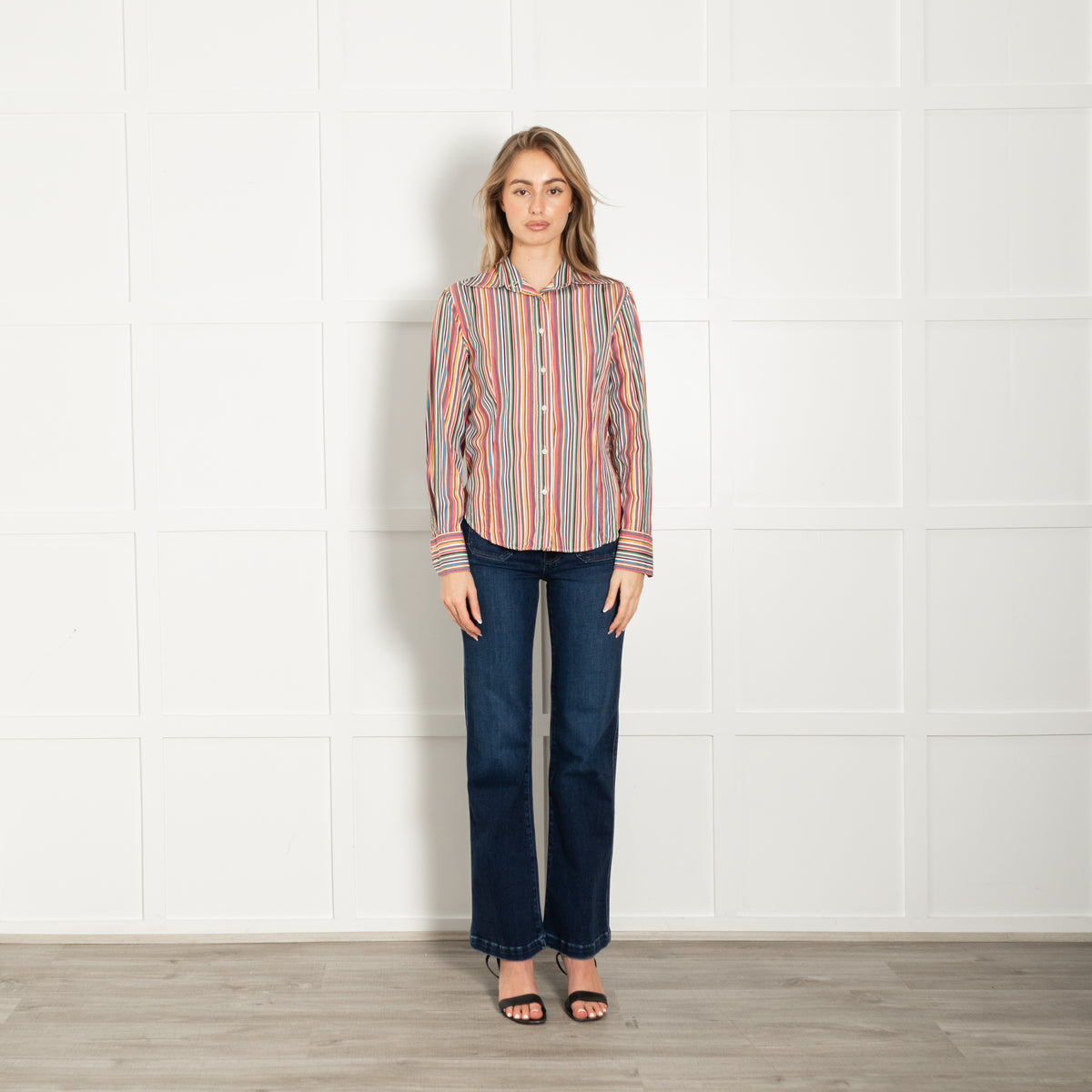 Etro Multi Stripe Long Collar Cotton Shirt