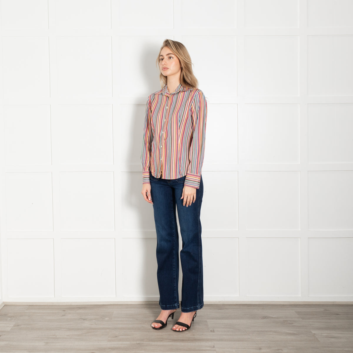 Etro Multi Stripe Long Collar Cotton Shirt