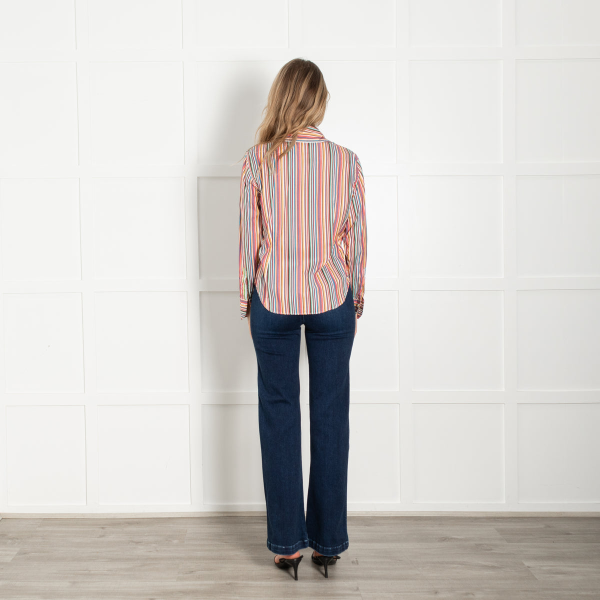 Etro Multi Stripe Long Collar Cotton Shirt