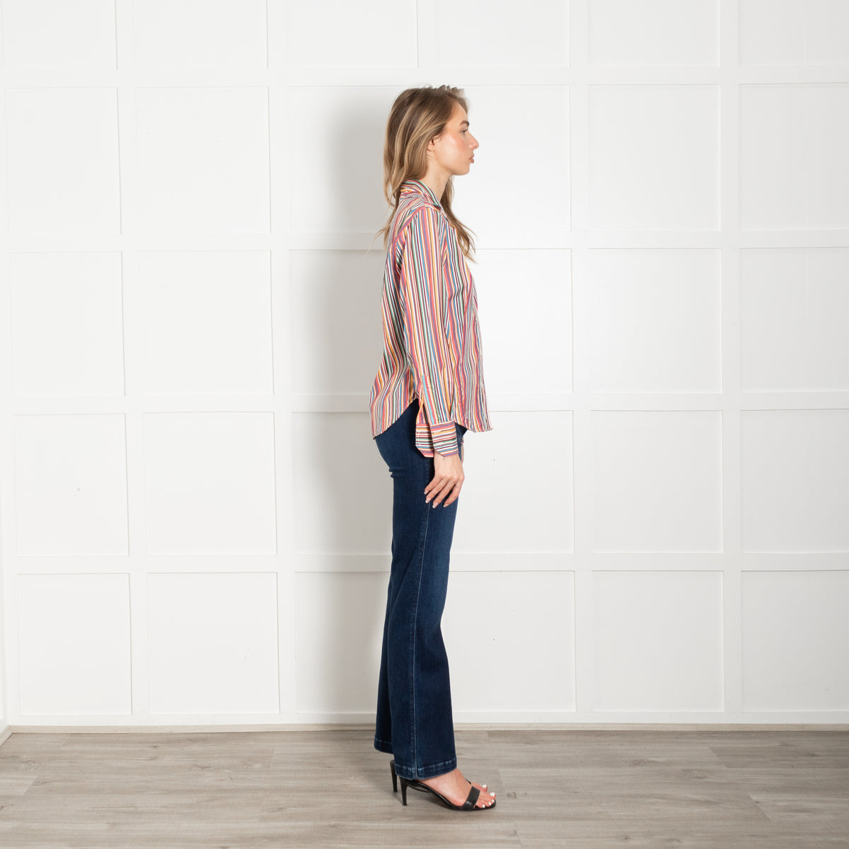 Etro Multi Stripe Long Collar Cotton Shirt
