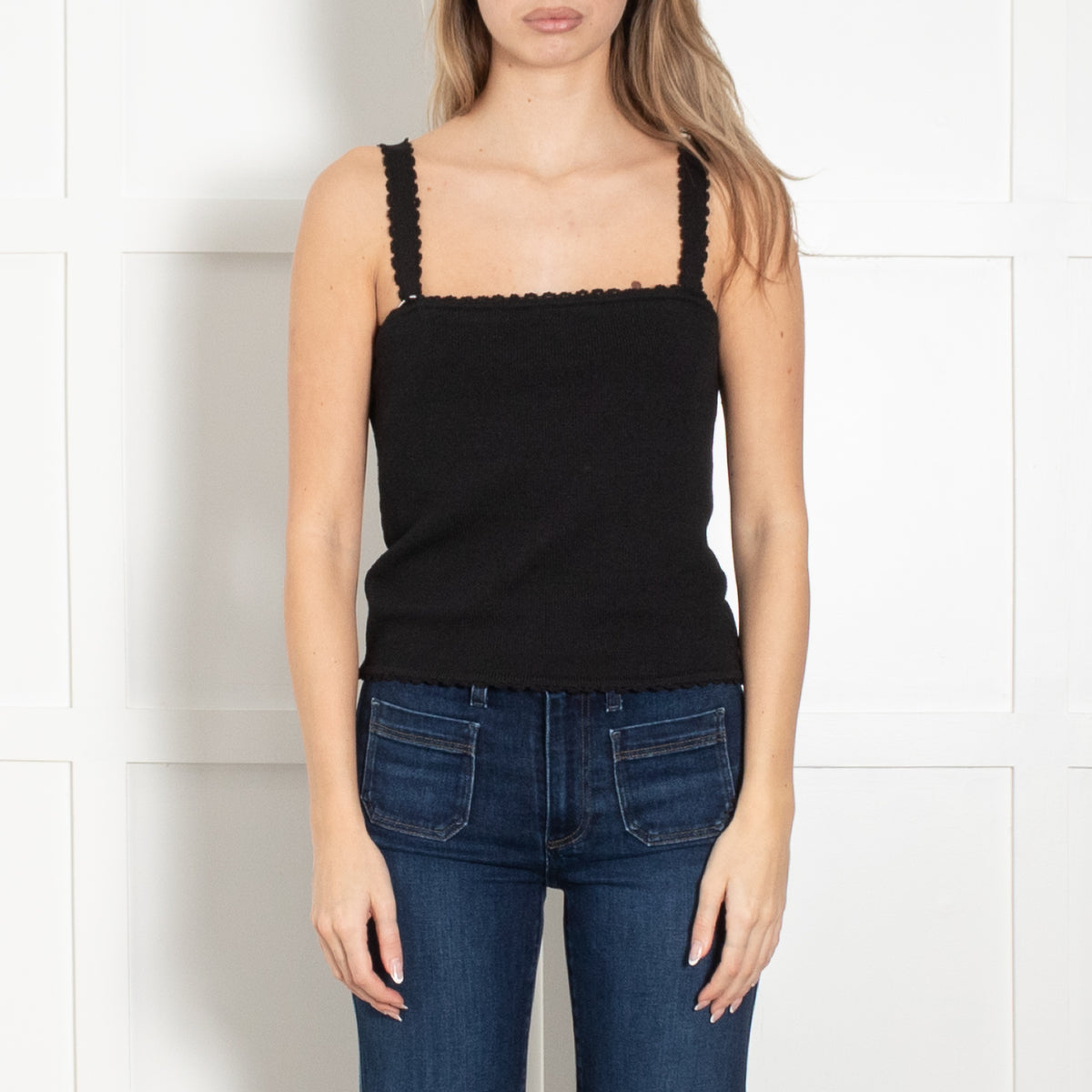 Posse Black Cotton Vest Top