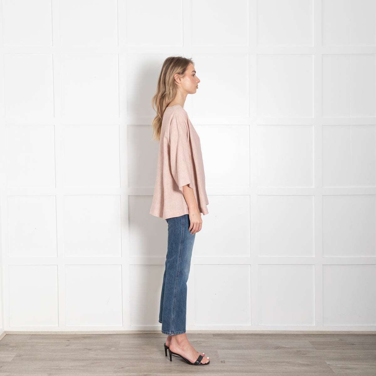 Eskandar Pink Linen Boatneck Top