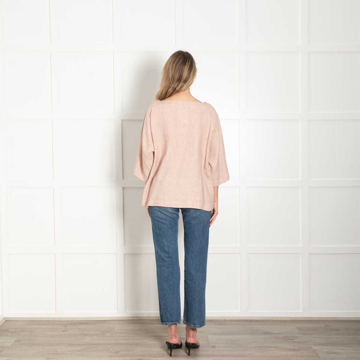 Eskandar Pink Linen Boatneck Top
