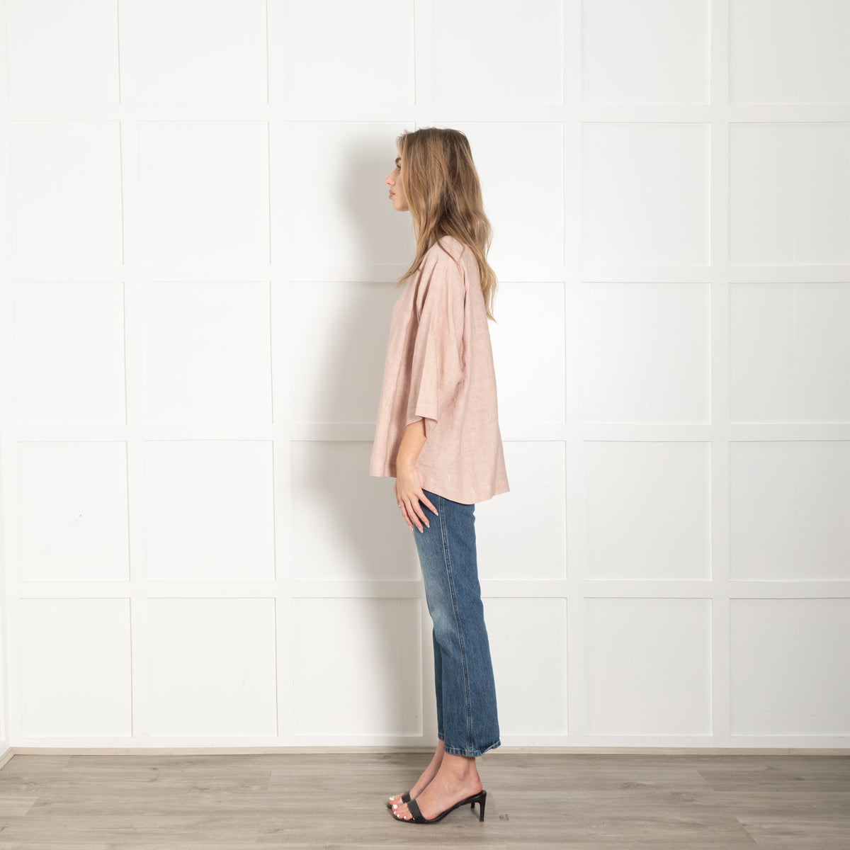Eskandar Pink Linen Boatneck Top