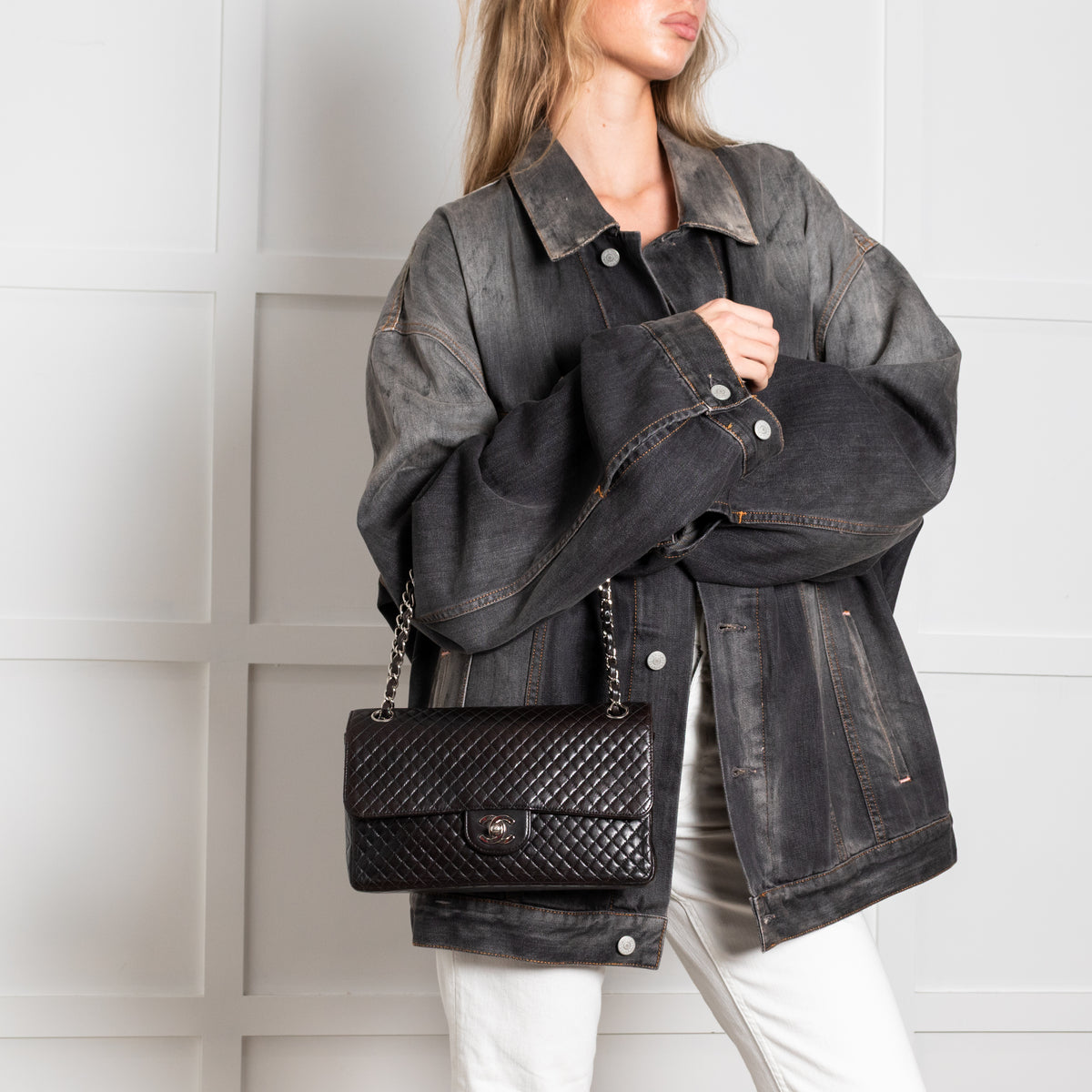 Chanel Black Medium Micro Matelasse Single Flap Bag