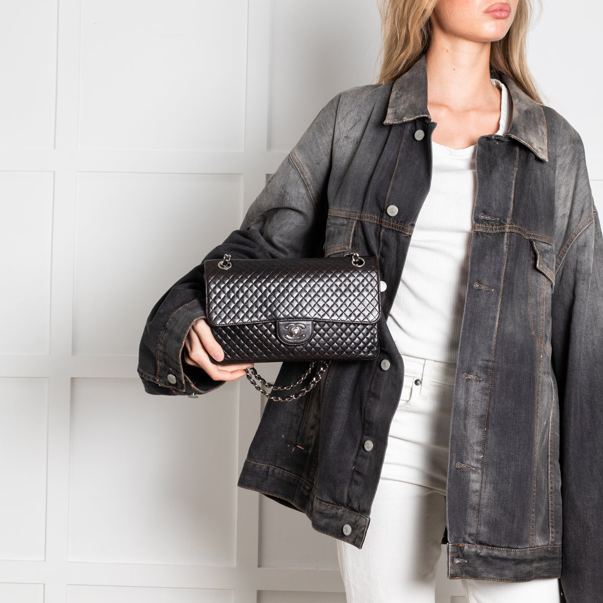 Chanel Black Medium Micro Matelasse Single Flap Bag