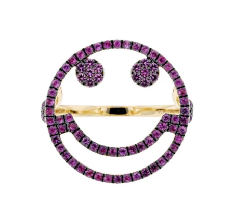 Rosa de la Cruz 18k Yellow Gold Smile Ring with Pink Sapphires
