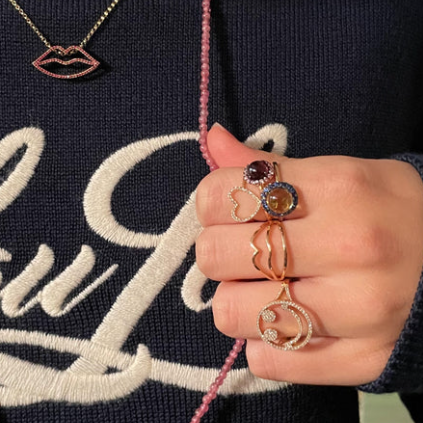 Rosa de la Cruz 18k Rose Gold Lips Ring