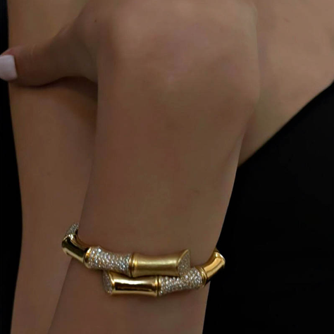 Rainbow K Bamboo XL Bracelet with White Diamonds
