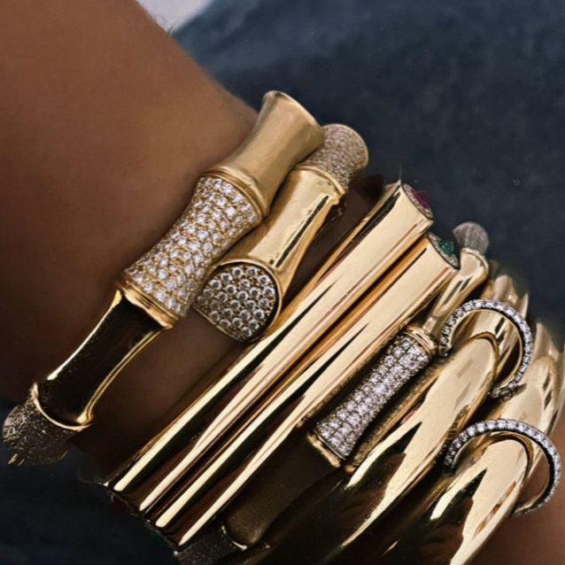 Rainbow K Bamboo XL Bracelet with White Diamonds