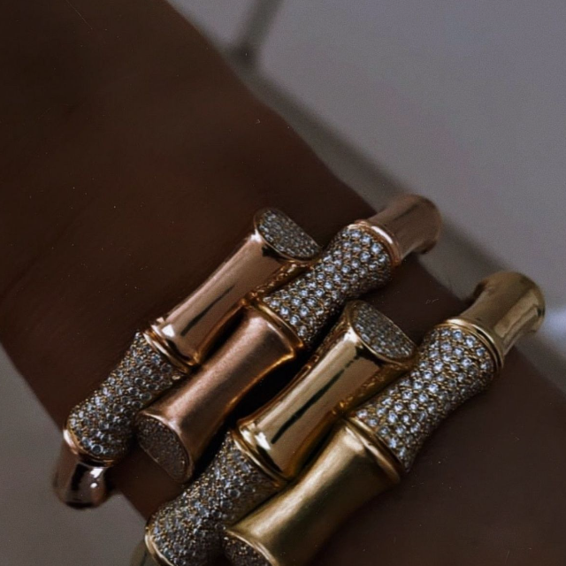 Rainbow K Bamboo XL Bracelet with White Diamonds