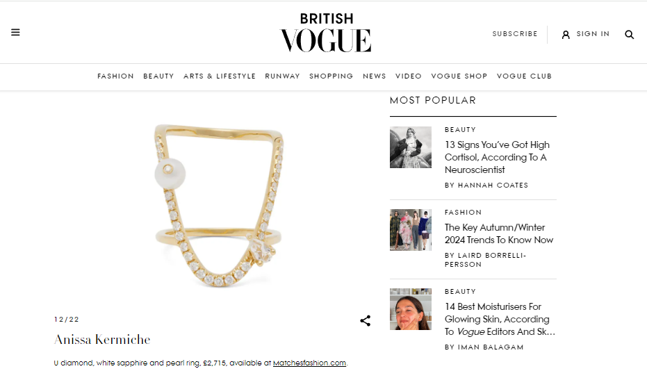 Anissa Kermiche U Ring in 18ct Gold