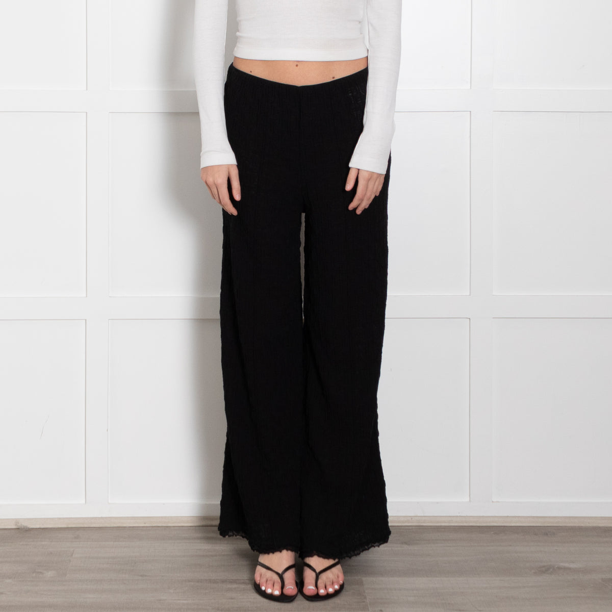 Bimba Y Lola Black Wide Leg Long Trousers