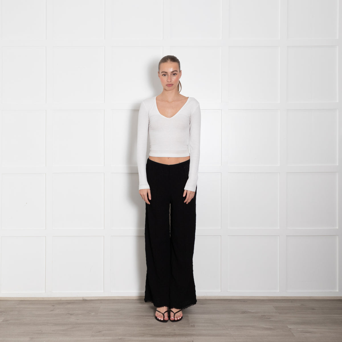 Bimba Y Lola Black Wide Leg Long Trousers