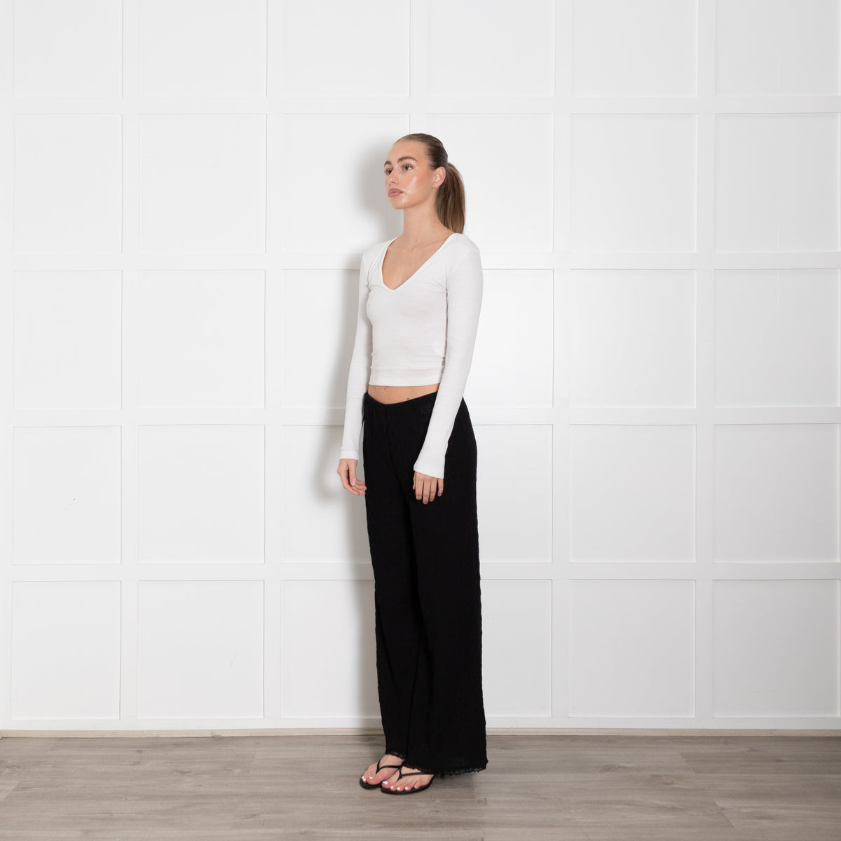 Bimba Y Lola Black Wide Leg Long Trousers