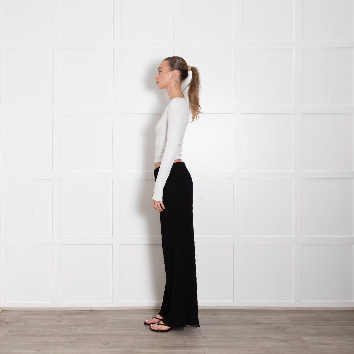 Bimba Y Lola Black Wide Leg Long Trousers