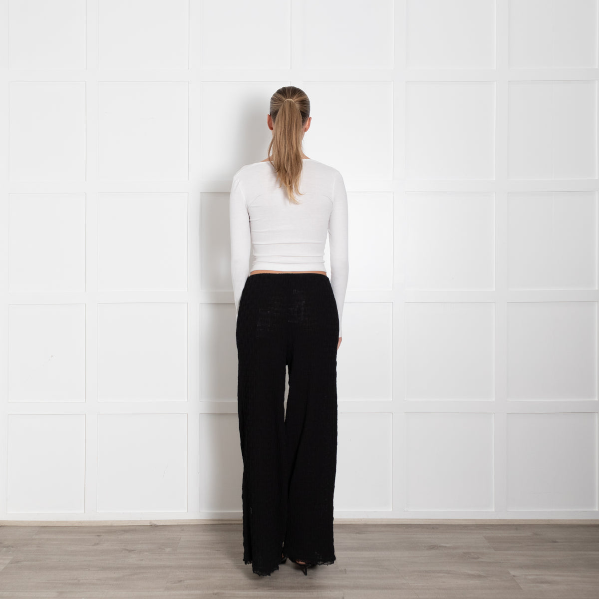 Bimba Y Lola Black Wide Leg Long Trousers