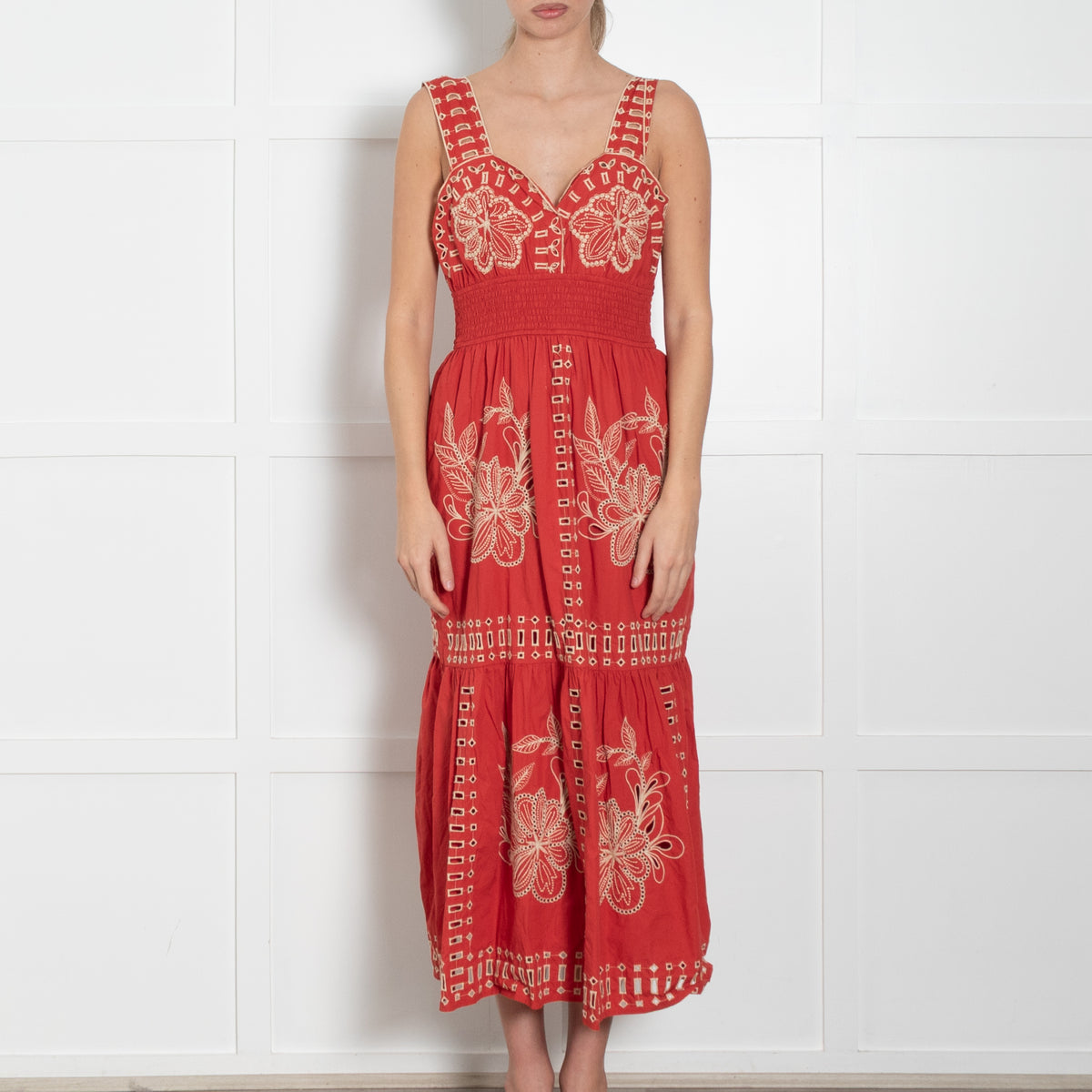 Rails Fawn Dress In Terracotta Embroidered