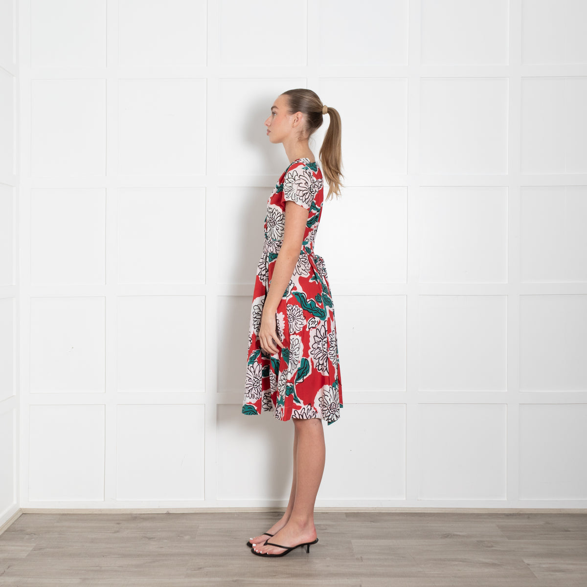 Weekend Max Mara White Red Teal Cotton Wrap Dress