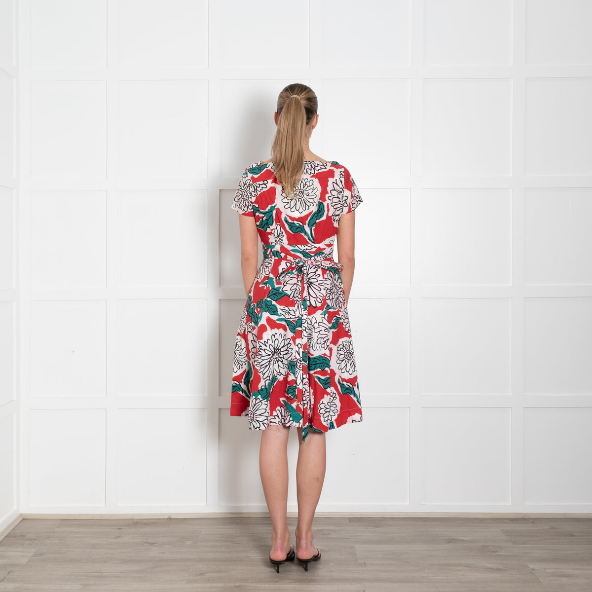 Weekend Max Mara White Red Teal Cotton Wrap Dress