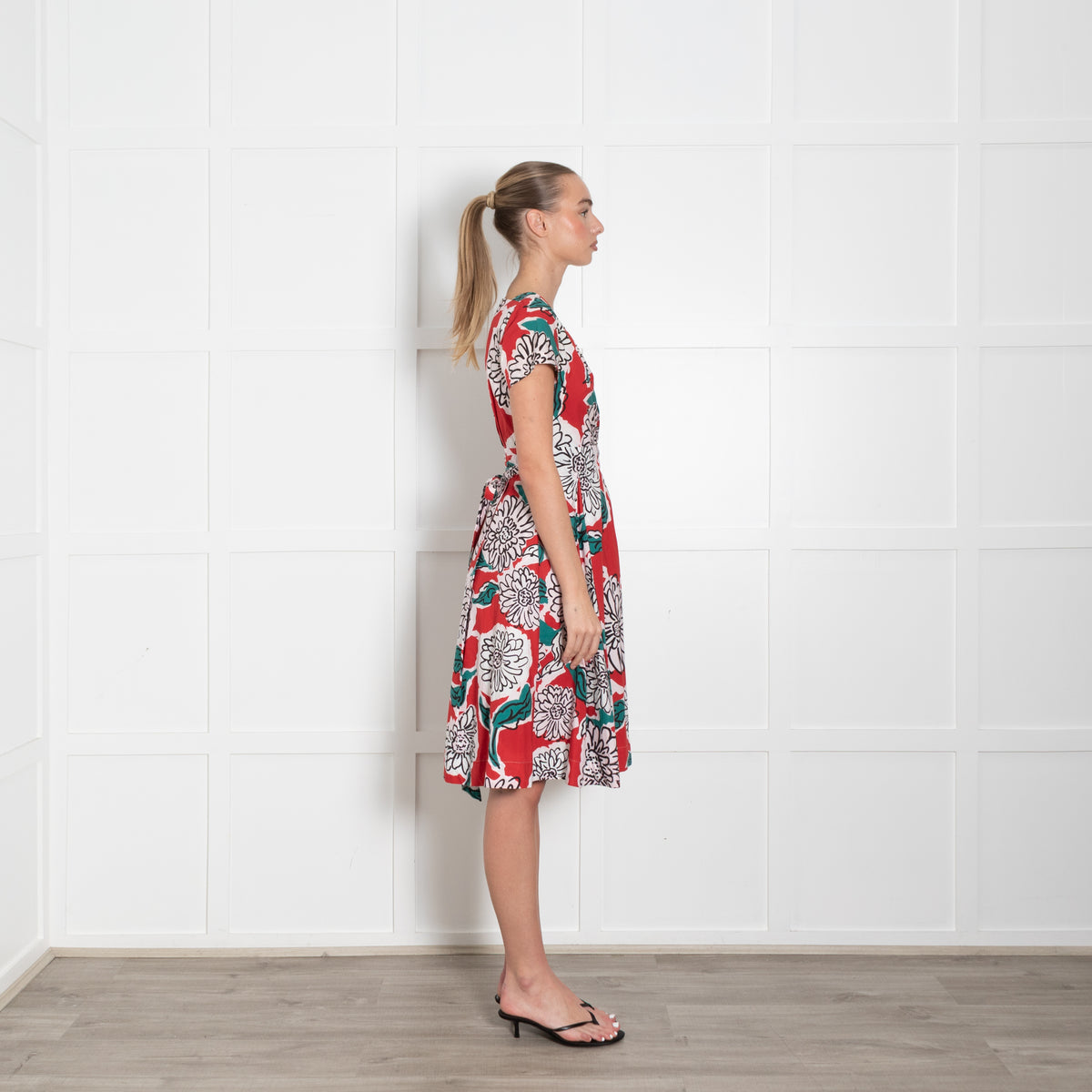 Weekend Max Mara White Red Teal Cotton Wrap Dress
