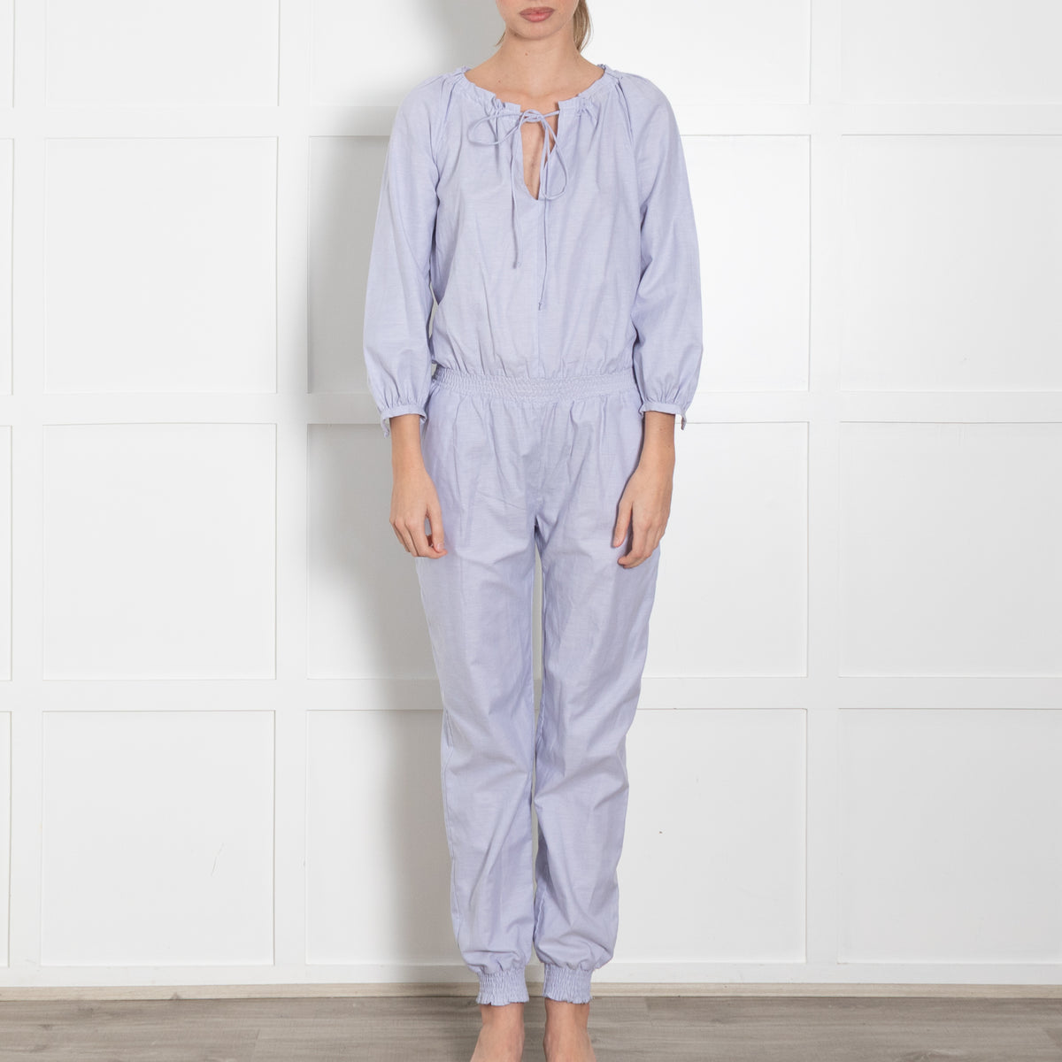 Ridley Pale Blue Cotton Jumpsuit