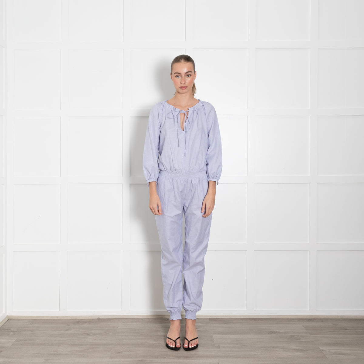 Ridley Pale Blue Cotton Jumpsuit